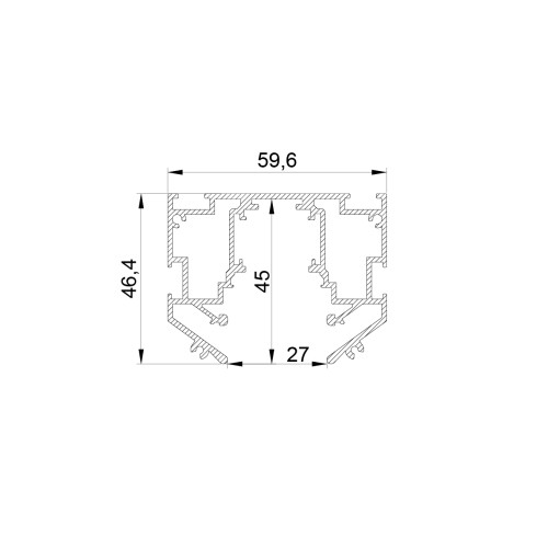 Трек с гарпунной системой монтажа UNO 2 метра (2 заглушки и резинка 4м в комплекте) Uno 509427L